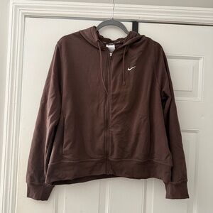 Nike Women's Dri-FIT One French Terry Full-Zip Hoodie Chocolate Brown XL